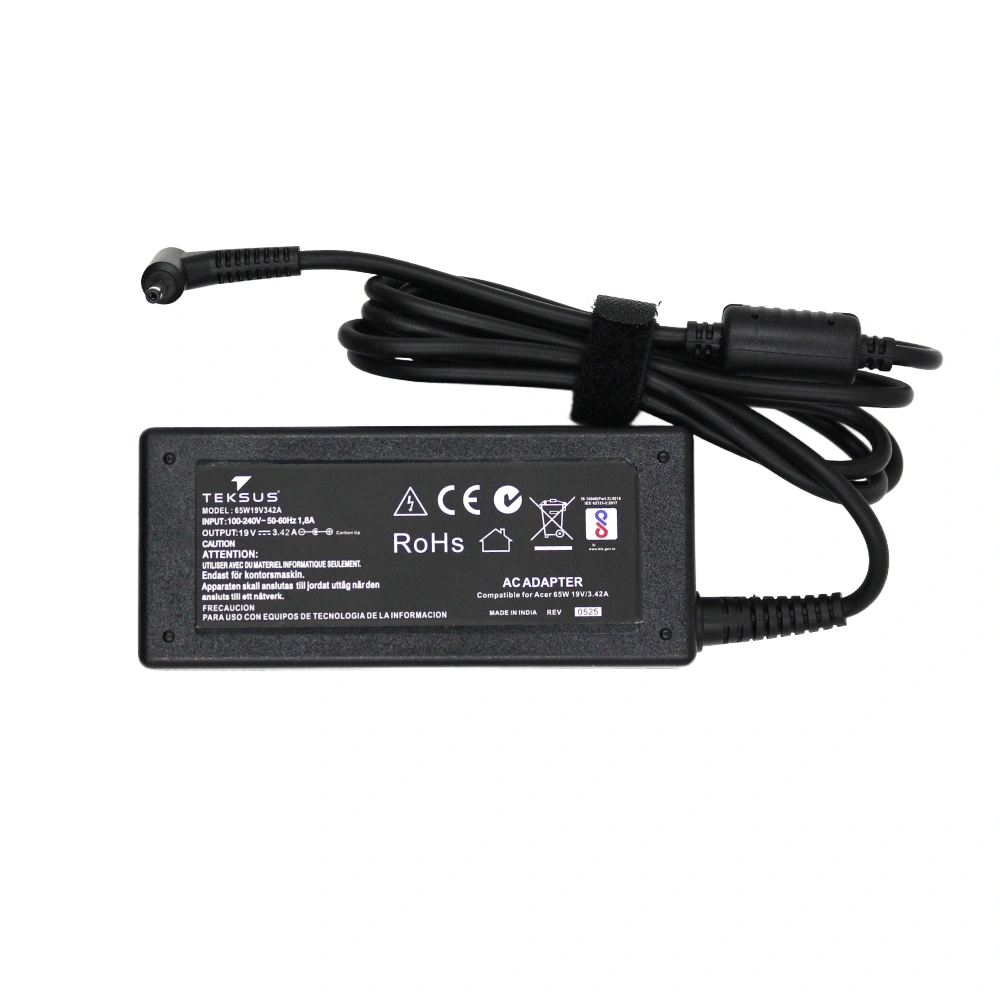Teksus  Laptop Adapter Compatible For Acer 65w | 19.5v/3.42a | 3.0mm x 1.1mm view 2